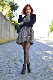 Black And White Polka Dot Dress With Black Tights Leopard Print Dress Black Tights And Boots Dress With Stockings Sheer Black Tights Beautiful Outfits