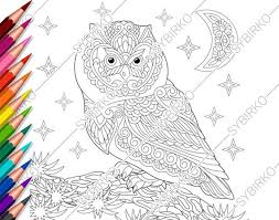 Coloring books aren't just for kids: Coloring Pages For Adults Owl Eagle Owl Adult Coloring Etsy