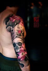 Black And White Sleeve And Color Sleeve Color W The Black And White Colours Skull Sleeve Tattoos Tattoos Tattoo Sleeve Designs