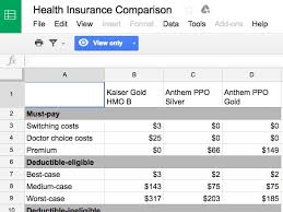 This worksheet can help you get a general sense of how much life insurance would be appropriate for your specific situation. Spreadsheet For Picking A Healthcare Plan