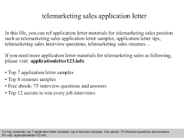 Telemarketing Sales Application Letter