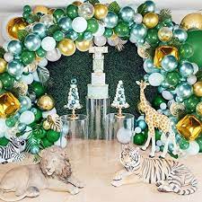 I followed this video for the deer, this one for the rest of the animals, and this for the toadstool mushrooms. Jungle Safari Theme Baby Shower Decorations Balloon Garland Arch Kit Tropical Leaves Decoration Colorful Balloons Balloon Strip Green Animal Theme Birthday Party Decorations Boys Girls Party Buy Online At Best Price In