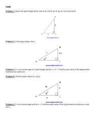 The cosine ratio is not only used to identify a ratio between two sides of a right triangle, but it can also be used to find a missing side length. Functions Cos X And Cot X