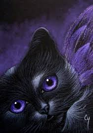Beautiful Black Cat With Purple Eyes Black Fairy Cat Violet Wings Cat Artwork Cats Illustration Cat Art