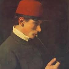 CUADRO ANTIGUO RETRATO de Un Scholar Fumando Interior Salón Carl CD  Todgeweiht EUR 701,80