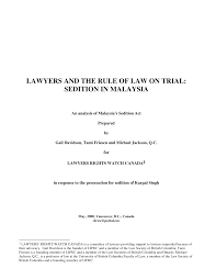 Video shows what prosecutor means. Http Www Lrwc Org Wp Content Uploads 2013 02 Lawyers And The Rule Of Law On Trial Sedition In Malaysia Pdf