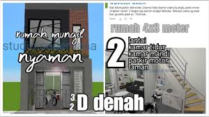 Mencari informasi arsitektur, di sini saja!!! D55 Denah Desain Rumah 4 X 8 Meter 2 Lantai 2 Kamar Tidur 2 Kamar Tidur Taman Motor Port Youtube