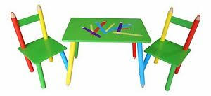 Kids' table & chair sets. Pencil Crayon Themed Childrens Wooden Table And Chair Set Kids Toddlers Childs Ebay