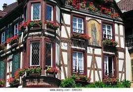 Flowery Facade Kaysersberg Haut Rhin 68 Alsace France Stock Image Facade Photo House Styles