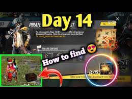 Free fire is the ultimate survival shooter game available on mobile. Day 14 Free Fire Treasure Hunt How To Find Pirate Treasure Chest Garena Free Fire Battleground Youtube