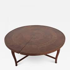 Interesting combination of legs with the top. Antique Moroccan Round Coffee Table Stylish Legs Exotic Carved Wood Marquetry