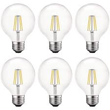Luxrite Vintage G25 Led Globe Light Bulbs 60w Equivalent 550 Lumens 5000k Bright White Dimmable Round Edison Bulb 5w Clear Glass Led Filament Bulb E26 Standard Base 6 Pack Walmart Com Walmart Com
