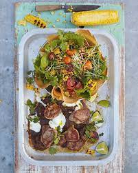 Jamie Olivers 15 Minute Meals Episode Ten Jerk Pork Grilled Corn Crunchy Tortilla Salad Jerk Pork Tortilla Salad Recipe Pork Recipes