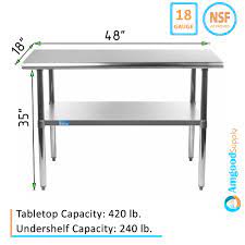 Check spelling or type a new query. Amazon Com 18 X 48 Stainless Steel Work Table With Under Shelf Nsf Kitchen Island Food Prep Laundry Garage Utility Bench Industrial Scientific