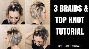 How to do boxer braids with short hair. Dutch Braid Top Knot Tutorial Short Hair Youtube