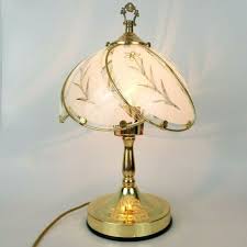 Vintage Brass Table Lamp With 4 Stage Touch Sensor And 6 Panel Glass Lampshade Brass Vintagelamps Lamp Shades For Sale Vintage Brass Candlesticks Touch Lamp