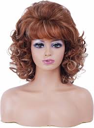 Rugelyss Vintage Short Ginger Mixed Blonde Beehive Wig with Bangs Curly  Wavy Heat Resistant Synthetic Hair Wigs for Women fits 70s 80s Costume or  Halloween and Party : Beauty & Personal Care