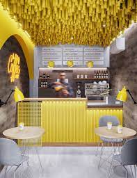 Coffee Shop Sunday Yellow Interior With Bar In Lviv Cafe Interior Design Restaurant Interior Design Coffee Shop Interior Design