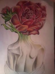 Drawing Of Woman S Body With Red Rose For Head Art Art Drawings Art Drawings