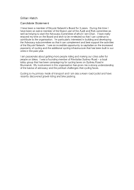 Gillian Hatch Candidate Statement