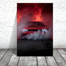 red muscle car canvas print modern art decor poster unframed