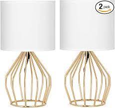 Shop for bedside table lamps at bed bath & beyond. Amazon Com Haitral Gold Table Lamps Set Of 2 Minimalist Table Lamps Modern Gold Lamp With Hollowed Out Base And White Fabric Shade Small Nightstand Lamps For Living Room Girls Room Gifts