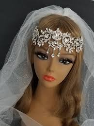 CRYSTAL RHINESTONE HEADPIECE Gold or Silver Tone Rhinestone Bridal Head  Chain With or Without Birdcage or Tulle Veil, Dazzling "venetia"