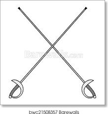 Top service & low price guarantee! Crossed Fencing Swords Art Print Barewalls Posters Prints Bwc21508357