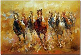 8 Running Horses Hand Painted Palette Knife Abstract Horse Oil Painting Horse Canvas Painting Horse Oil Painting Horse Painting