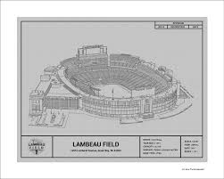 Green Bay Packers Lambeau Field Blueprint Art Gift