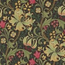 Papier Peint Morris And Co Golden Lily Vert Olive Et Noir Papier Peint Morris Papier Peint Fleuri