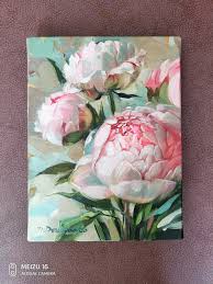 Peonies Painting Original Peony Wall Art Peony Painting Etsy Peony Painting Flower Canvas Art Peony Art