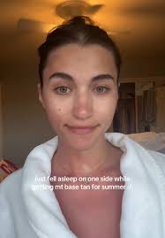 Laying Opposite in A Tanning Bed