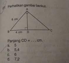 Zakat yang wajib dikeluarkan bagi setiap. Soal Matematika Smp Kelas 9 No 27 Pilihan Ganda Perhatikan Gambar Panjang Cd Cm Uda Brainly Co Id