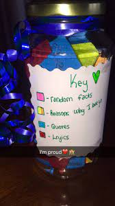 Bestfriend Homemade Birthday Jar Present Filled With Colored Post It Notes Lyrics S Diy Birthday Gifts Birthday Gifts For Best Friend Friend Birthday Gifts