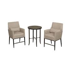 Hampton Bay Aria 3 Piece Balcony Patio Bistro Set Fcs80223ast The Home Depot Bistro Set Balcony Table And Chairs High Top Tables