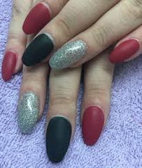 Black And Red Coffin Nails Black And Red Matte With Silver Acrylic Nails Coffin Nails Shape Acrylic Red Black Silver Glitte Red And Silver Nails Silver Nails Silver Acrylic Nails