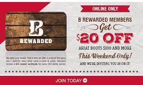 Save with boot barn promo codes, courtesy of groupon. Bootbarn Com B Rewarded Vip Offer 20 Off Ariat Boots Milled