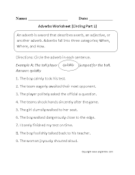 Circling Adverbs Worksheet Part 1 Adverbs Worksheet Adverbs Language Worksheets