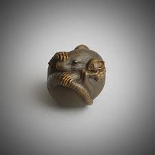 Iwami boar tusk netsuke landscape scenary meiketsu shiozake. Wood Netsuke Of A Balled Rat By Masakatsu Bada