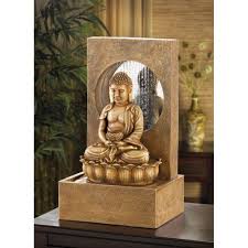 Cascading Table Top Waterfall Curtain Serene Buddha Indoor Fountain Sculptural Tabletop Fountain Flower Canvas Wall Art Buddha
