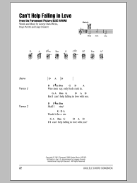 Twenty one pilot's cover of elvis's can't help falling in love has racked up just the 15 million views on youtube. Can T Help Falling In Love Sheet Music Elvis Presley Ukulele Chords Lyrics