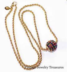 Qvc Joan Rivers Multi Color Rhinestone Ball Slide Pendant Gold Tone Necklace Joanrivers Joan Rivers Necklace Ball Necklace