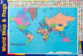 chart world map with flags double sided