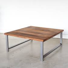 Square coffee table with wood top. Square Reclaimed Wood Coffee Table H Shaped Metal Legs What We Make