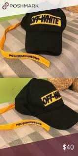 Off White Cap Unisex White Caps Unisex Black N Yellow