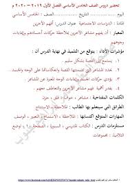 المنهاج السوري تحضير دروس الصف الخامس الفصل الأول 2019 Facebook