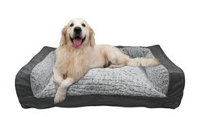 Because big dogs weigh more, they need beds that are supportive and firm enough to cushion their joints and pressure points and keep for a cheaper option, you can follow hartstein's lead and get the amazonbasics elevated dog bed. Buy Pet Grey Sofa Bed Large Dog Beds Argos
