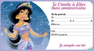 Invitation Princesse Jasmine Magique 123 Cartes Carte Invitation Anniversaire Invitation Anniversaire Carte Anniversaire