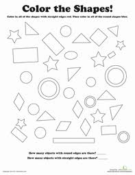 Help kids learn shape names and practice drawing 13 different shapes with these shape worksheets. Color The Shapes Worksheet Education Com Shapes Preschool Learning Shapes Preschool Colors